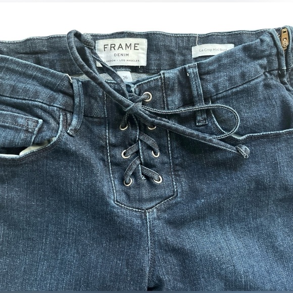 FRAME Denim Mid-rise Le Crop Mini Boot Lace Up Jeans Size 26 - Picture 5 of 6